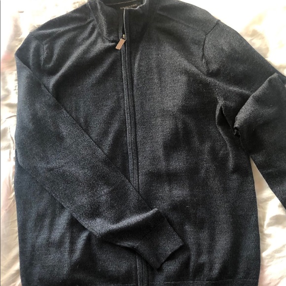 Grey L Banana Republic zip up sweater blazer - Picture 2 of 6